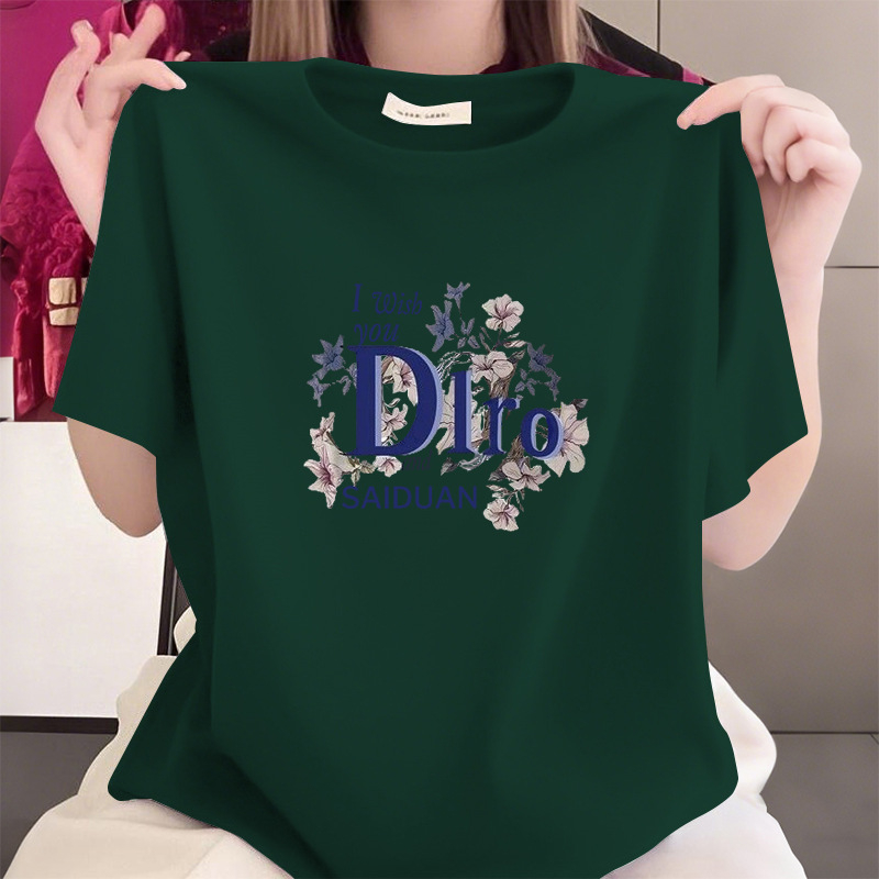 Ljetna majica od 100% pamuka za žene srednje dobi, slobodnog kroja, kratkih rukava, okrugli izrez, prikriva trbuh, casual top