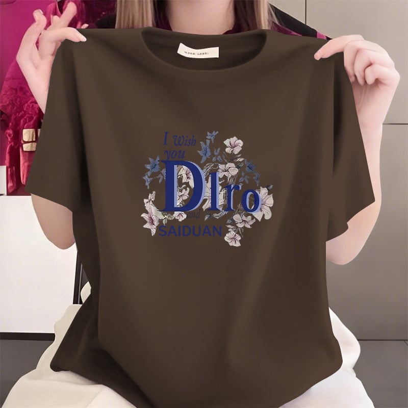 Ljetna majica od 100% pamuka za žene srednje dobi, slobodnog kroja, kratkih rukava, okrugli izrez, prikriva trbuh, casual top