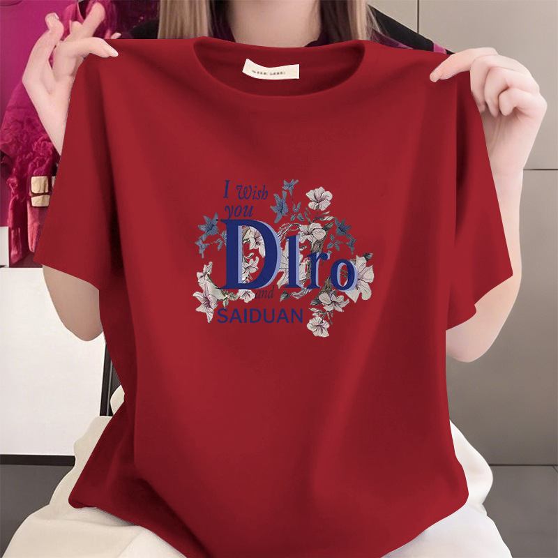 Ljetna majica od 100% pamuka za žene srednje dobi, slobodnog kroja, kratkih rukava, okrugli izrez, prikriva trbuh, casual top