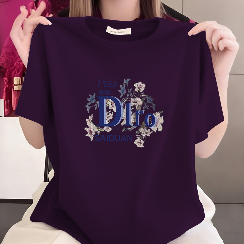 Ljetna majica od 100% pamuka za žene srednje dobi, slobodnog kroja, kratkih rukava, okrugli izrez, prikriva trbuh, casual top