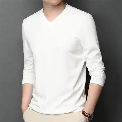 Ανδρικό μακρυμάνικο T-shirt βάσης από μείγμα βαμβακιού, στρογγυλός λαιμός, χωρίς κουκούλα, βάρος 180–250 g