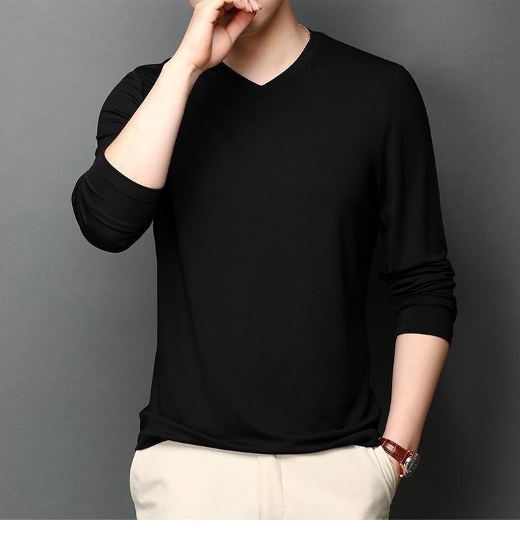 Ανδρικό μακρυμάνικο T-shirt βάσης από μείγμα βαμβακιού, στρογγυλός λαιμός, χωρίς κουκούλα, βάρος 180–250 g