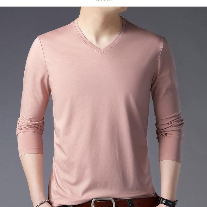 Ανδρικό μακρυμάνικο T-shirt βάσης από μείγμα βαμβακιού, στρογγυλός λαιμός, χωρίς κουκούλα, βάρος 180–250 g