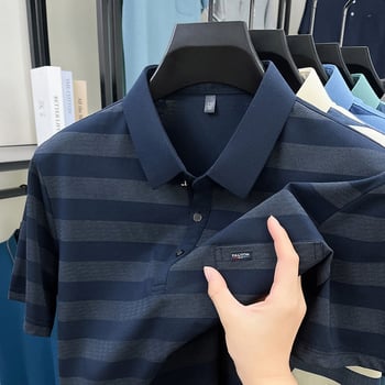 Muška ljetna polo majica s pravim džepom, prugastog uzorka, lagana, kratkih rukava
