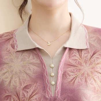 Moteriški ilgomis rankovėmis marškinėliai su apykakle-lapelė — elegantiškas stilius, ruduo 2025, poliesteris (>95%)