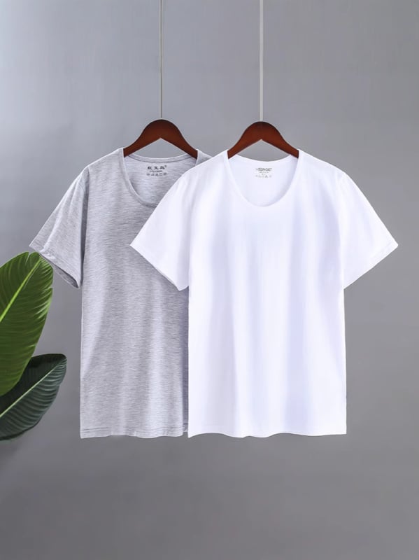 Muško pamukasto T-shirt s okruglim izrezom, kratkim rukavima, slobodan kroj, prozračan i upija vlagu
