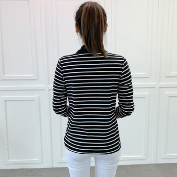 Ženski top s polo ovratnikom, prugasti, dugi rukav, ležerni gradski stil