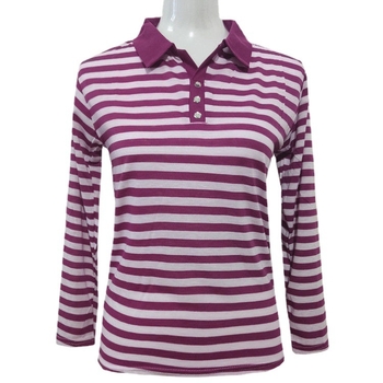 Ženski top s polo ovratnikom, prugasti, dugi rukav, ležerni gradski stil