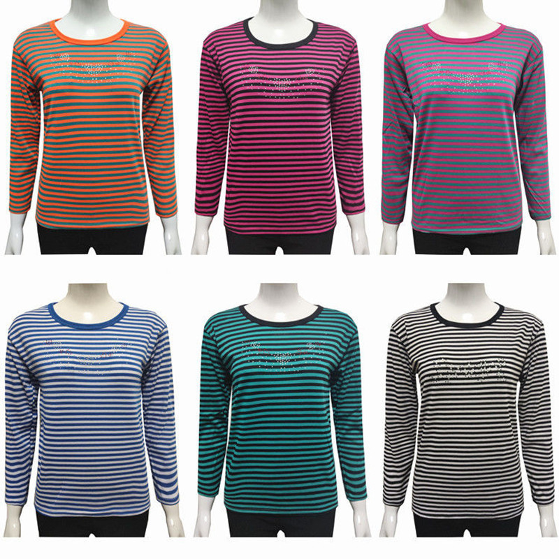 Ženski top s polo ovratnikom, prugasti, dugi rukav, ležerni gradski stil