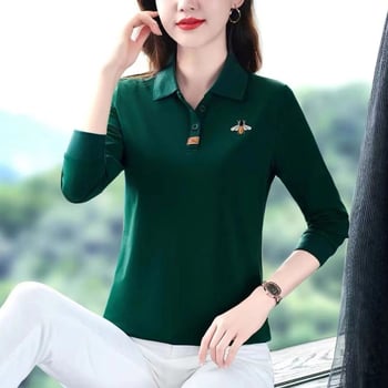 Pamučna majica s dugim rukavima, polo ovratnik, japansko-korejski casual stil, 95% pamuka