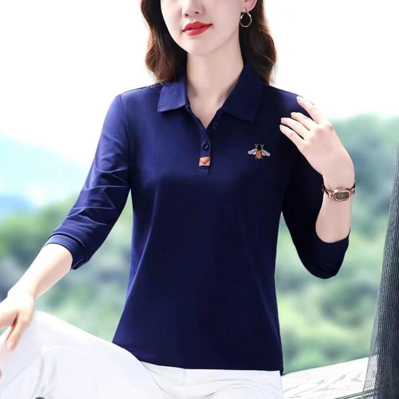 Pamučna majica s dugim rukavima, polo ovratnik, japansko-korejski casual stil, 95% pamuka