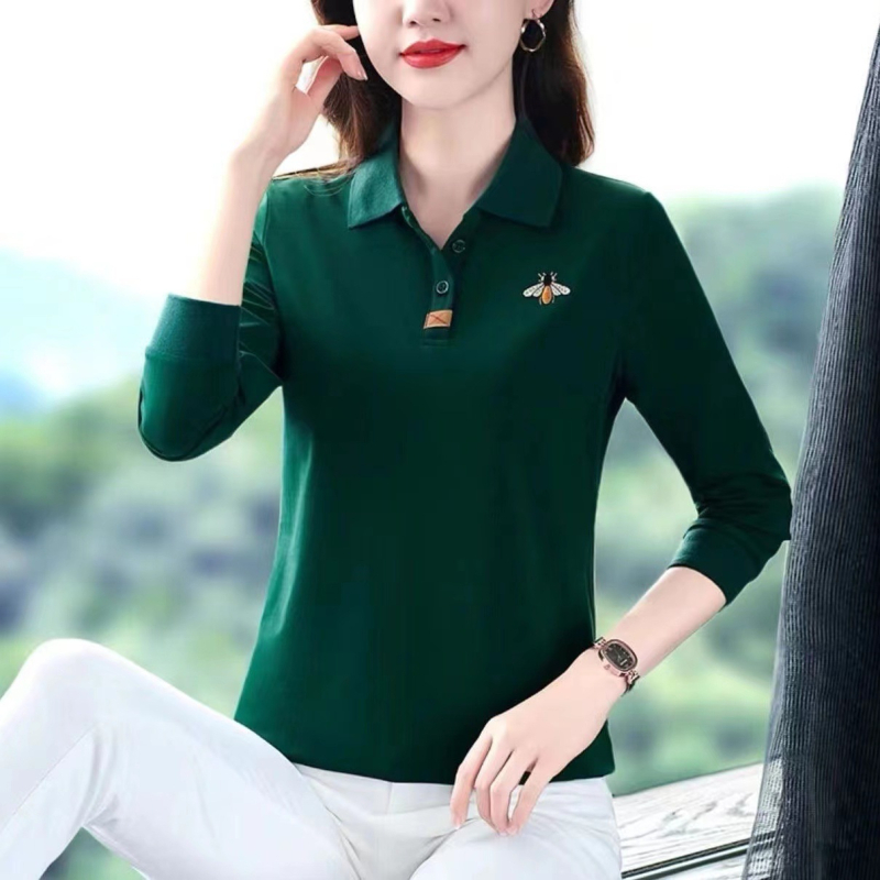 Pamučna majica s dugim rukavima, polo ovratnik, japansko-korejski casual stil, 95% pamuka