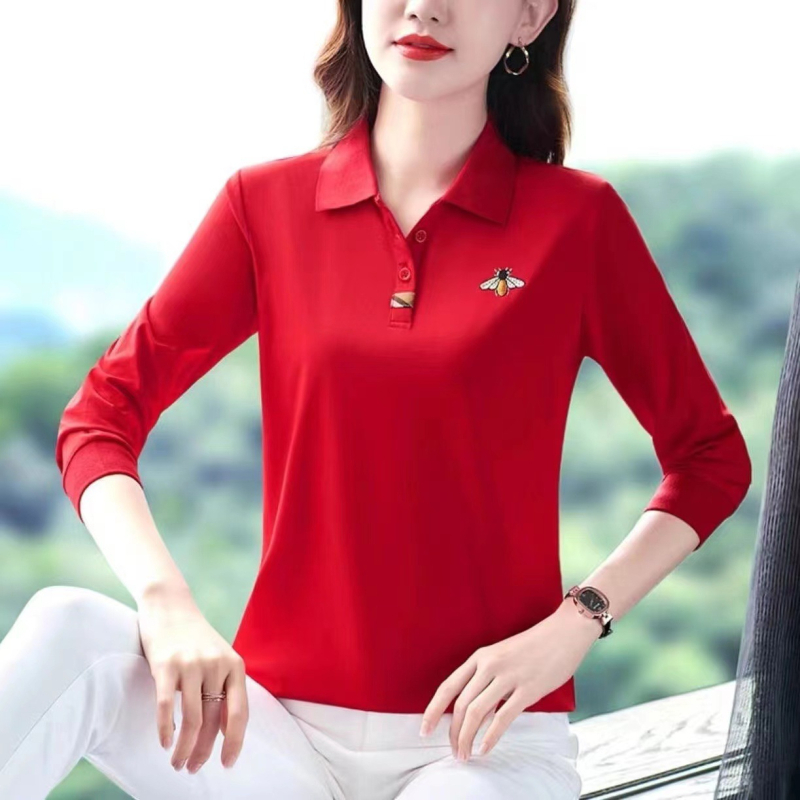 Pamučna majica s dugim rukavima, polo ovratnik, japansko-korejski casual stil, 95% pamuka