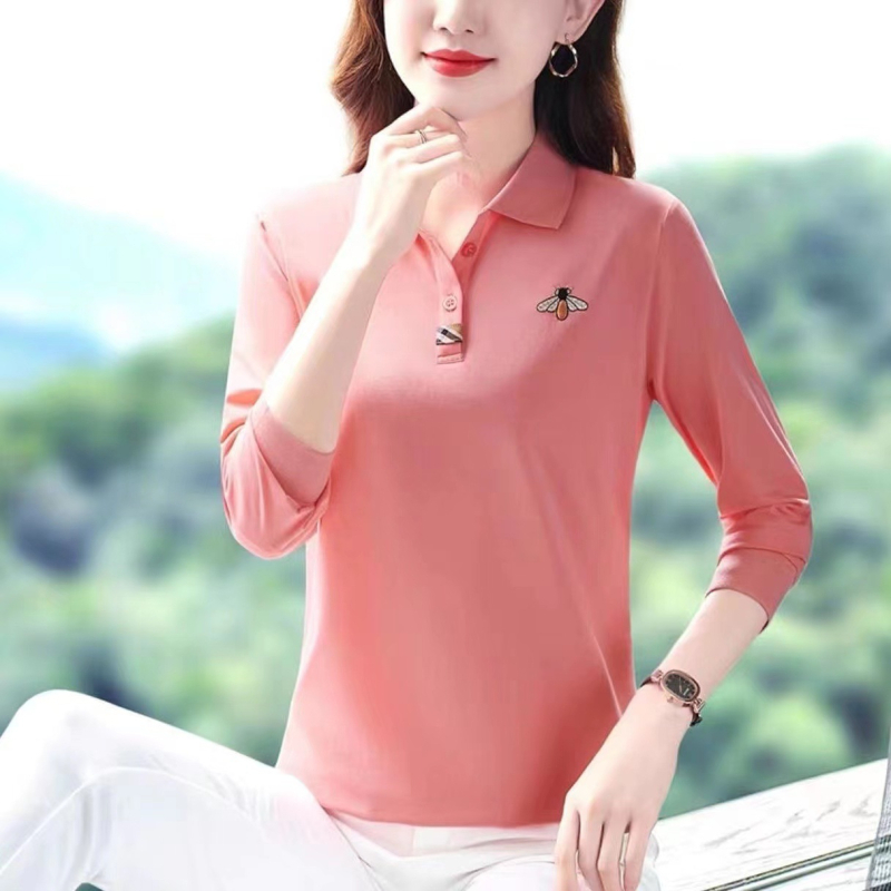 Pamučna majica s dugim rukavima, polo ovratnik, japansko-korejski casual stil, 95% pamuka