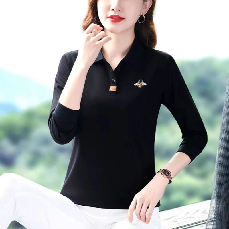 Pamučna majica s dugim rukavima, polo ovratnik, japansko-korejski casual stil, 95% pamuka