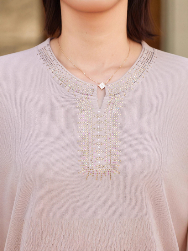 Elegantiška rudens moters palaidinė su ilgomis rankovėmis, V kaklo iškirptė, gėlių raštas, poliesterio audinys (>95%)