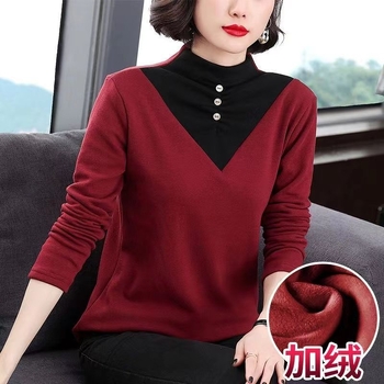 Tricou femei cu căptușeală fleece, mâneci lungi, croială oversize, amestec poliester, broderie