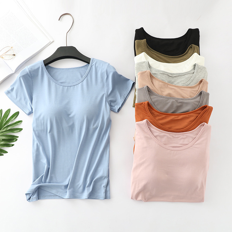 Tricou modal cu guler rotund, mâneci 3/4, model 3D, amestec Modal cu 30–50% Tencel Lyocell, lungime scurtă pentru casă