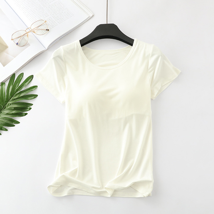 Tricou modal cu guler rotund, mâneci 3/4, model 3D, amestec Modal cu 30–50% Tencel Lyocell, lungime scurtă pentru casă