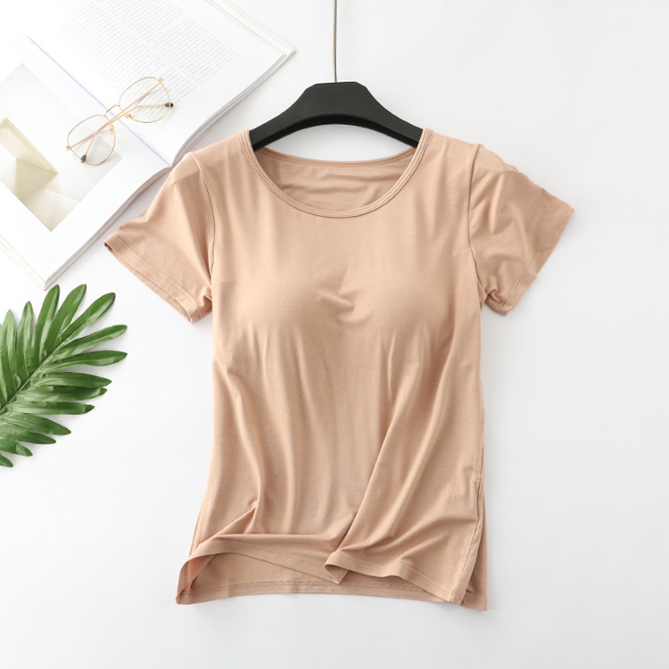 Tricou modal cu guler rotund, mâneci 3/4, model 3D, amestec Modal cu 30–50% Tencel Lyocell, lungime scurtă pentru casă