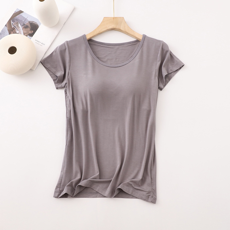 Tricou modal cu guler rotund, mâneci 3/4, model 3D, amestec Modal cu 30–50% Tencel Lyocell, lungime scurtă pentru casă