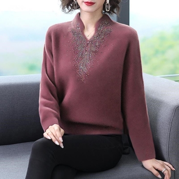 Tricou de damă cu mânecă lungă, croială lejeră, guler rotund, poliester 70–80%, toamnă 2023