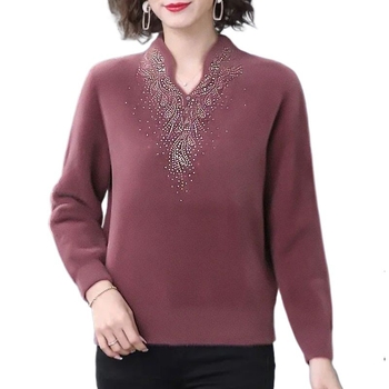 Tricou de damă cu mânecă lungă, croială lejeră, guler rotund, poliester 70–80%, toamnă 2023