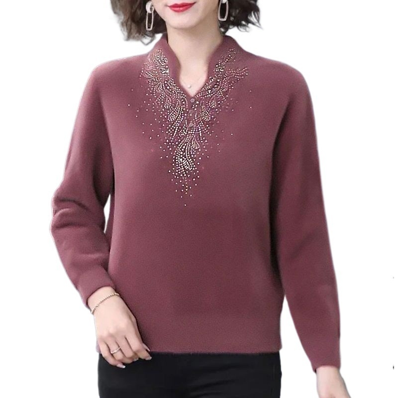 Tricou de damă cu mânecă lungă, croială lejeră, guler rotund, poliester 70–80%, toamnă 2023