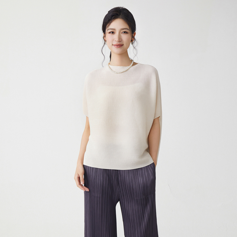 Tricou damă cu mânecă scurtă, poliester, guler rotund, croială lejeră, vara 2025