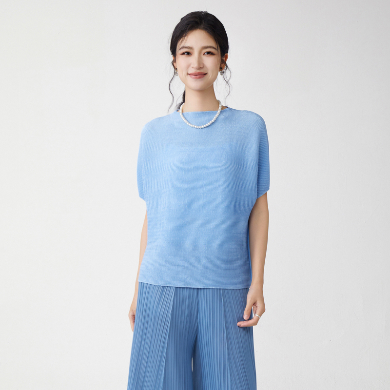 Tricou damă cu mânecă scurtă, poliester, guler rotund, croială lejeră, vara 2025