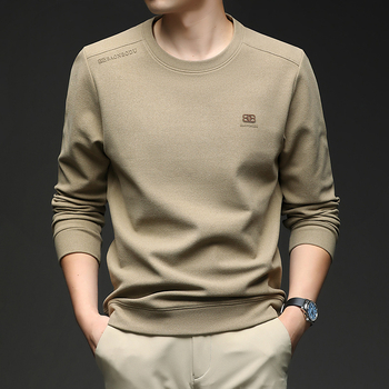 Pulover bărbătesc cu mânecă lungă, guler rotund, amestec de poliester, croială lejeră, imprimeu cu cuvinte