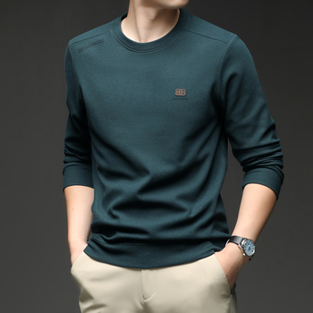 Pulover bărbătesc cu mânecă lungă, guler rotund, amestec de poliester, croială lejeră, imprimeu cu cuvinte