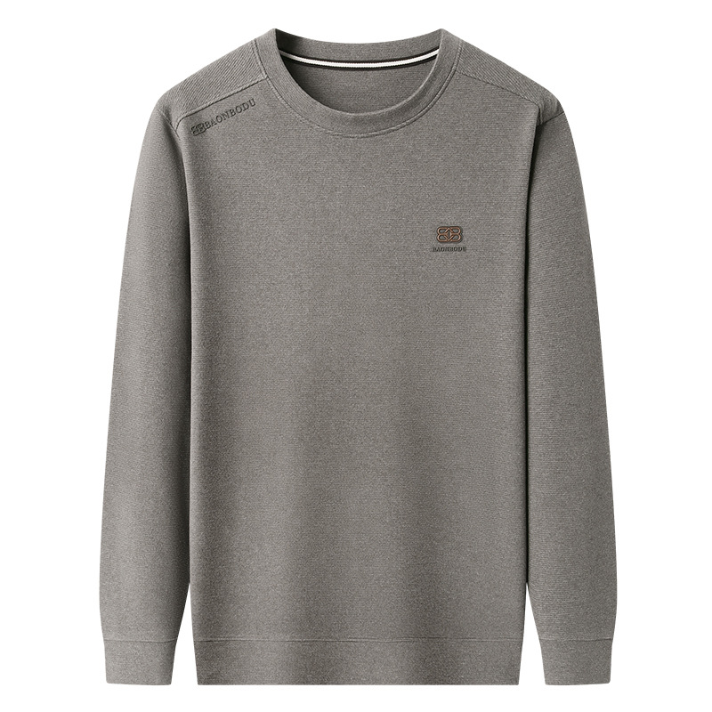 Pulover bărbătesc cu mânecă lungă, guler rotund, amestec de poliester, croială lejeră, imprimeu cu cuvinte
