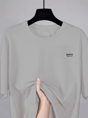 Tricou bărbați cu mâneci scurte, croială lejeră, material Ice Silk, uscare rapidă, respirabil, guler rotund