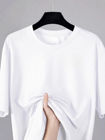 Tricou bărbați cu mâneci scurte, croială lejeră, material Ice Silk, uscare rapidă, respirabil, guler rotund