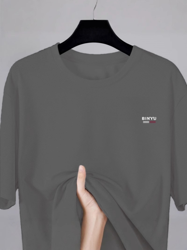 Tricou bărbați cu mâneci scurte, croială lejeră, material Ice Silk, uscare rapidă, respirabil, guler rotund