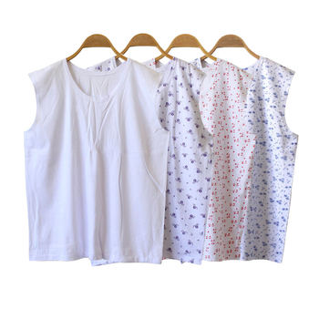 Памучна флорална безръкавна блуза, кръгла яка, печат, 95% памук и повече