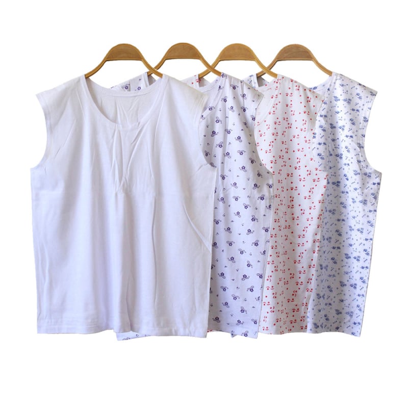 Памучна флорална безръкавна блуза, кръгла яка, печат, 95% памук и повече