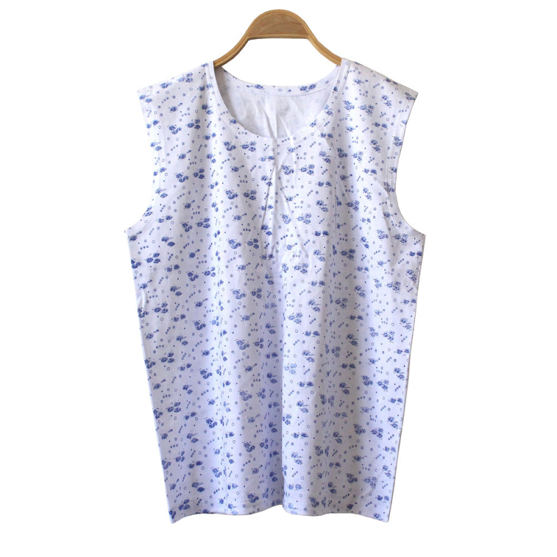 Памучна флорална безръкавна блуза, кръгла яка, печат, 95% памук и повече