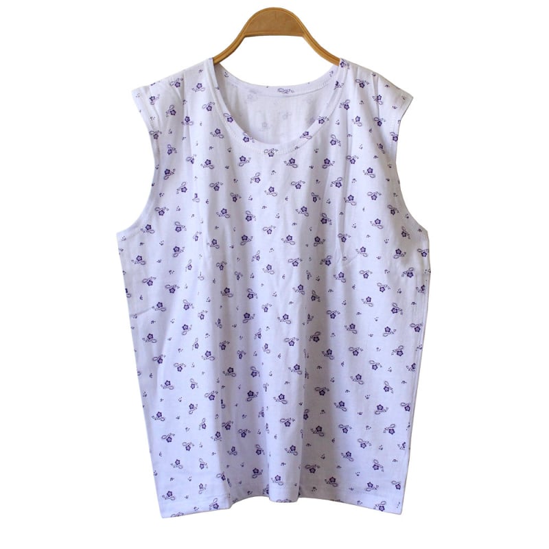 Памучна флорална безръкавна блуза, кръгла яка, печат, 95% памук и повече