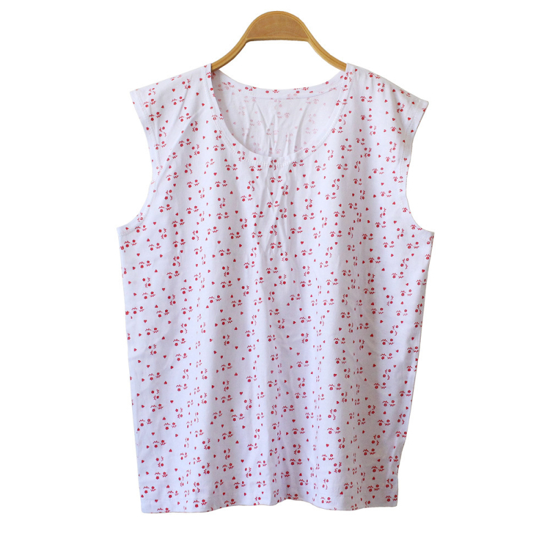 Памучна флорална безръкавна блуза, кръгла яка, печат, 95% памук и повече