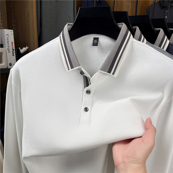 Ανδρικό μακρυμάνικο πόλο μπλουζάκι από 96%+ βαμβάκι με γιακά, εφαρμοστή γραμμή, Φθινόπωρο 2025