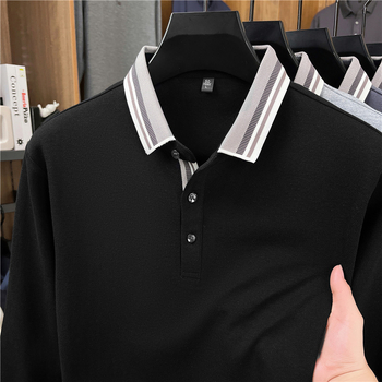 Ανδρικό μακρυμάνικο πόλο μπλουζάκι από 96%+ βαμβάκι με γιακά, εφαρμοστή γραμμή, Φθινόπωρο 2025