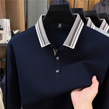 Ανδρικό μακρυμάνικο πόλο μπλουζάκι από 96%+ βαμβάκι με γιακά, εφαρμοστή γραμμή, Φθινόπωρο 2025