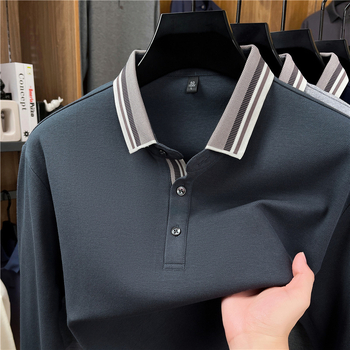 Ανδρικό μακρυμάνικο πόλο μπλουζάκι από 96%+ βαμβάκι με γιακά, εφαρμοστή γραμμή, Φθινόπωρο 2025