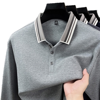 Ανδρικό μακρυμάνικο πόλο μπλουζάκι από 96%+ βαμβάκι με γιακά, εφαρμοστή γραμμή, Φθινόπωρο 2025