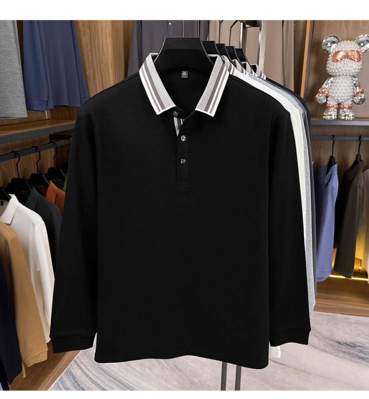 Ανδρικό μακρυμάνικο πόλο μπλουζάκι από 96%+ βαμβάκι με γιακά, εφαρμοστή γραμμή, Φθινόπωρο 2025
