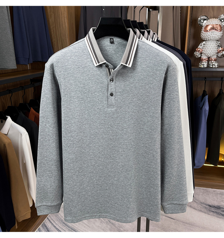 Ανδρικό μακρυμάνικο πόλο μπλουζάκι από 96%+ βαμβάκι με γιακά, εφαρμοστή γραμμή, Φθινόπωρο 2025
