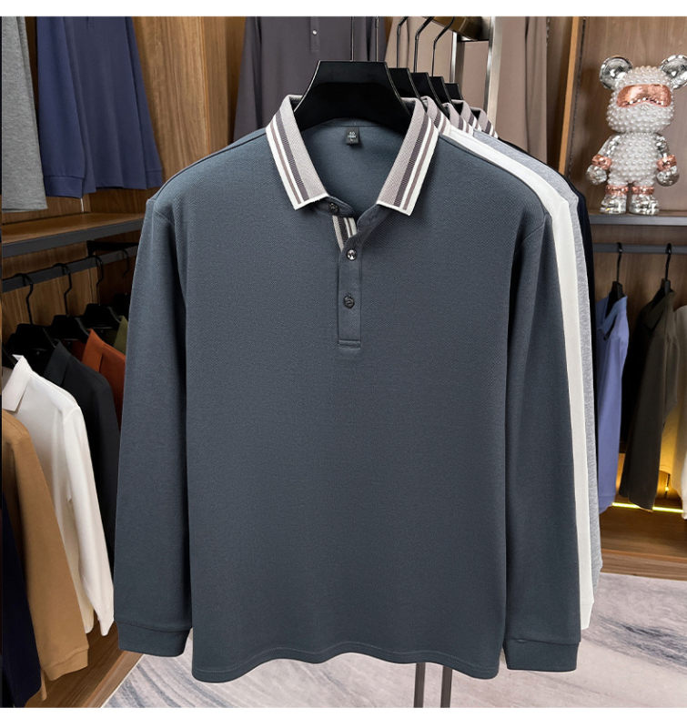 Ανδρικό μακρυμάνικο πόλο μπλουζάκι από 96%+ βαμβάκι με γιακά, εφαρμοστή γραμμή, Φθινόπωρο 2025