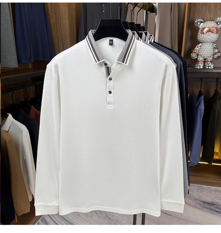 Ανδρικό μακρυμάνικο πόλο μπλουζάκι από 96%+ βαμβάκι με γιακά, εφαρμοστή γραμμή, Φθινόπωρο 2025
